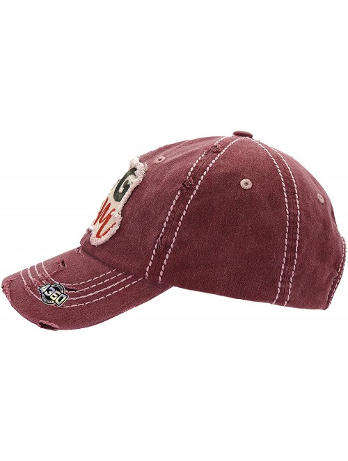 Baseball Caps Womens Baseball Cap Washed Distressed Vintage Adjustable Polo Style Dad hat - Dg Burgundy - CB18YG9ACNI $19.86