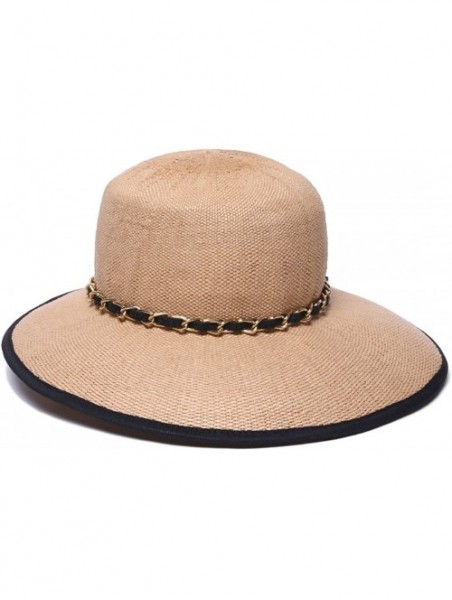 Sun Hats Women's Black Sand Asymmetrical Brim Sun Hat- Rated UPF 50+ for Max Sun Protection - Natural/Black - CZ12MZYSFPW $37.44