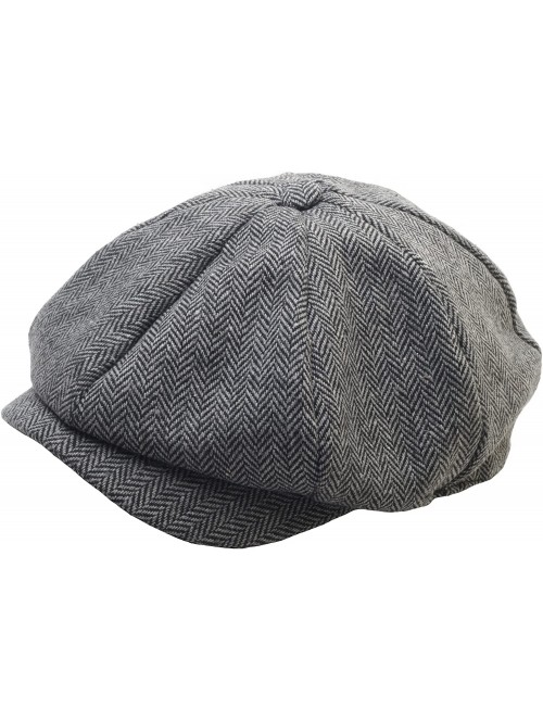 Baseball Caps Driving 8 Panel Herringbone Tweed Pattern Wool Newsboy Cap Gatsby Beret Hat - Gray - CM129DHM5EB $27.84