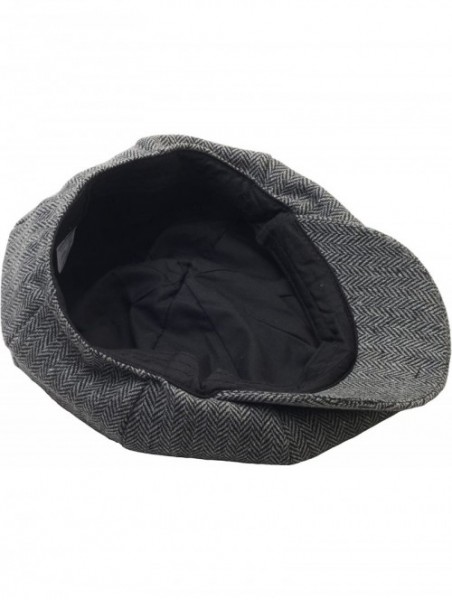 Baseball Caps Driving 8 Panel Herringbone Tweed Pattern Wool Newsboy Cap Gatsby Beret Hat - Gray - CM129DHM5EB $27.84