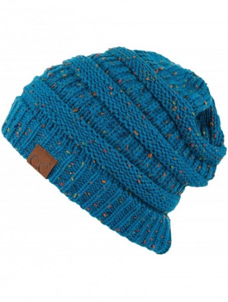 Skullies & Beanies Exclusives Unisex Ribbed Confetti Knit Beanie (HAT-33) - Teal - CZ18RYUWIQT $16.56