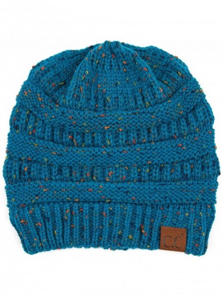 Skullies & Beanies Exclusives Unisex Ribbed Confetti Knit Beanie (HAT-33) - Teal - CZ18RYUWIQT $16.56