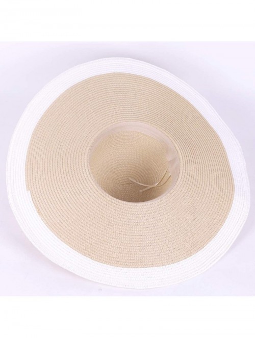 Sun Hats Noble Straw Wide Brim Hat Floppy Beach Sunhat with White Brim - Khaki With White -1 - CV1906WKSRG $30.43