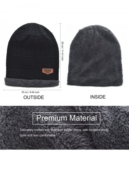 Skullies & Beanies Oversized Unisex Fleece Lined Slouchy Beanie Soft Thick Warm Winter Knitted Beanie Ski Hat - CD18I80R547 $...