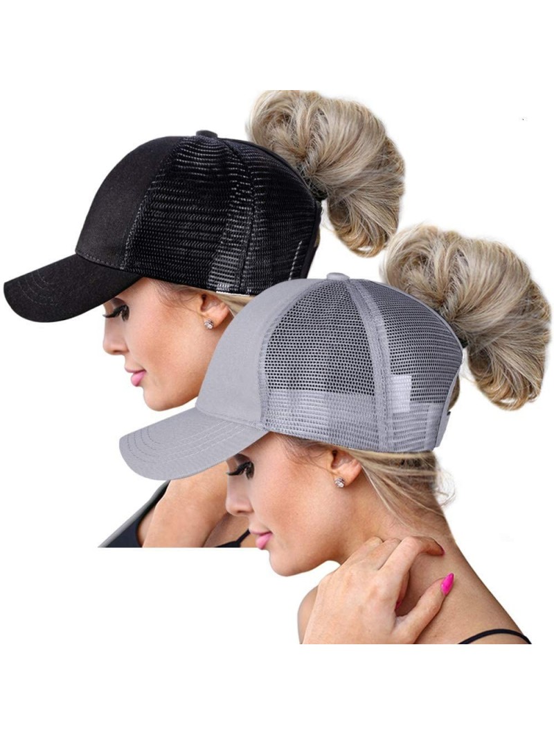 Baseball Caps Ponytail Baseball Glitter Ponycaps Adjustable - Classic(mesh)-black-grey - CV18QQ6C558 $20.41