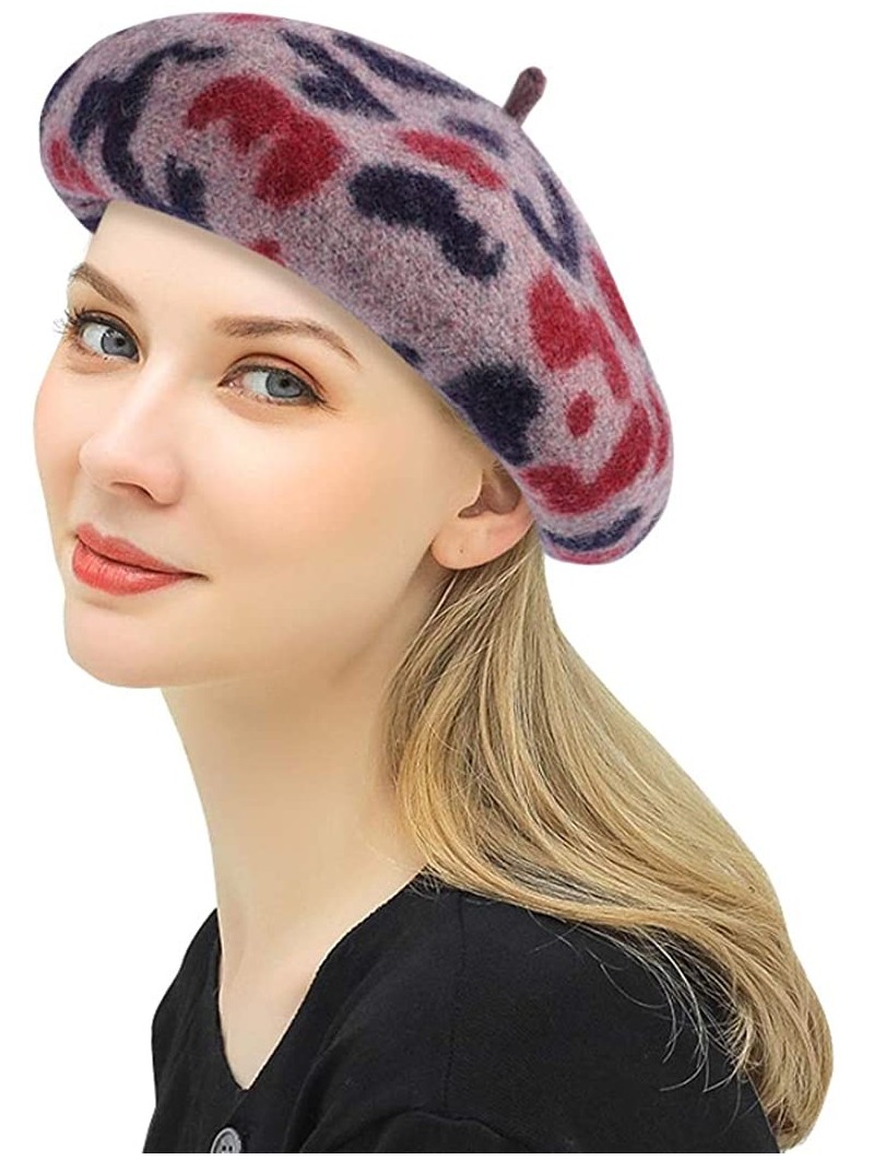 Berets Leopard Animal Artist Painter - Pinkleopard - CX18XHSW665 $21.36