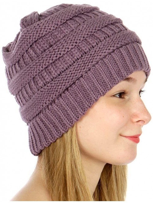 Skullies & Beanies USA Trendy Warm Chunky Soft Stretch Cable Knit Slouchy Beanie - Violet - C917YCYWOT9 $10.01