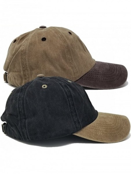 Baseball Caps Baseball Cotton Mesh Pigment Dyed Low Profile Cap Unisex Hat - Khakibrown and Blackkhaki - C318EI4QT6N $13.37