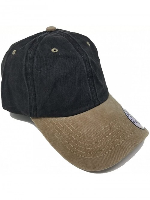 Baseball Caps Baseball Cotton Mesh Pigment Dyed Low Profile Cap Unisex Hat - Khakibrown and Blackkhaki - C318EI4QT6N $13.37