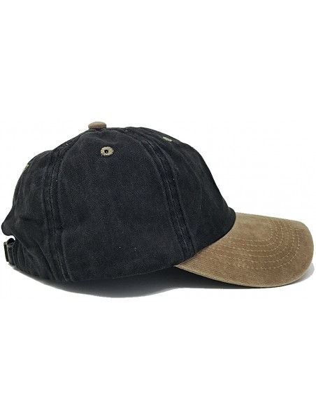 Baseball Caps Baseball Cotton Mesh Pigment Dyed Low Profile Cap Unisex Hat - Khakibrown and Blackkhaki - C318EI4QT6N $13.37