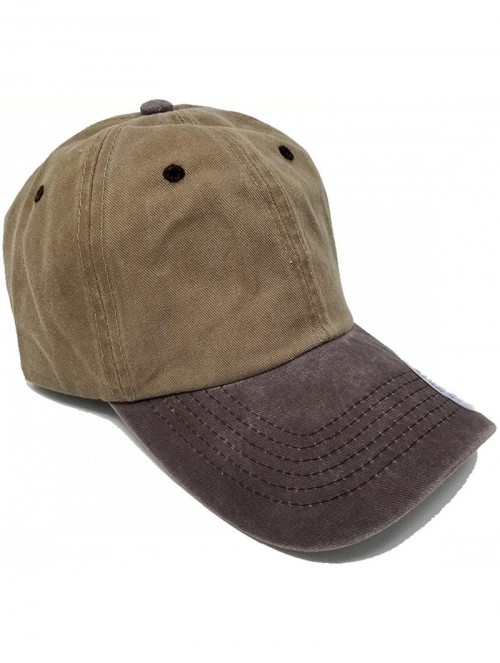 Baseball Caps Baseball Cotton Mesh Pigment Dyed Low Profile Cap Unisex Hat - Khakibrown and Blackkhaki - C318EI4QT6N $13.37