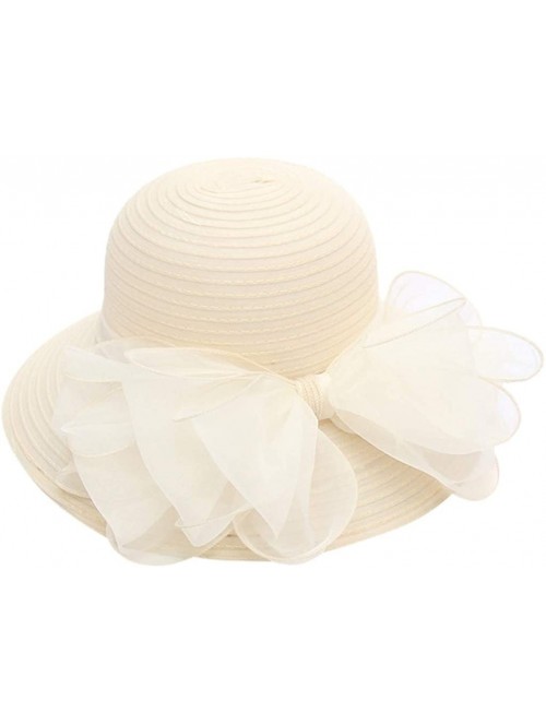 Sun Hats Casual Women's Church Derby Dress Fascinator Bridal Cap British Tea Party Wedding Sun Hat - Beige - C818TMZ3887 $11.34