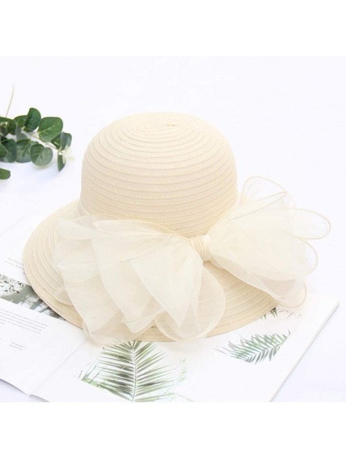 Sun Hats Casual Women's Church Derby Dress Fascinator Bridal Cap British Tea Party Wedding Sun Hat - Beige - C818TMZ3887 $11.34