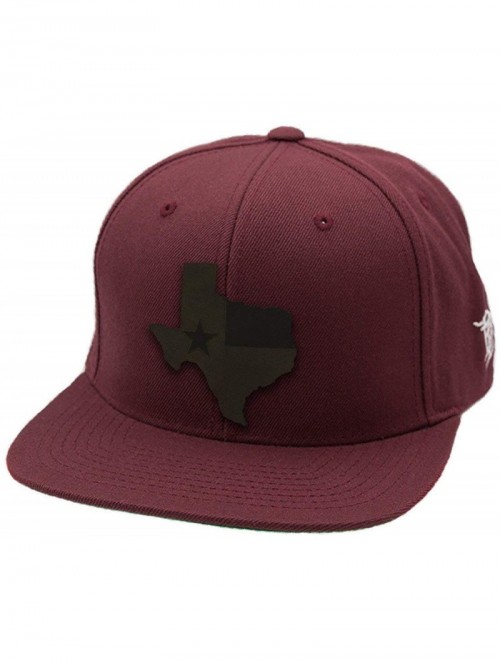 Baseball Caps Texas 'Midnight 28' Black Leather Patch Snapback Hat - Maroon - CK18IGORAK7 $48.06