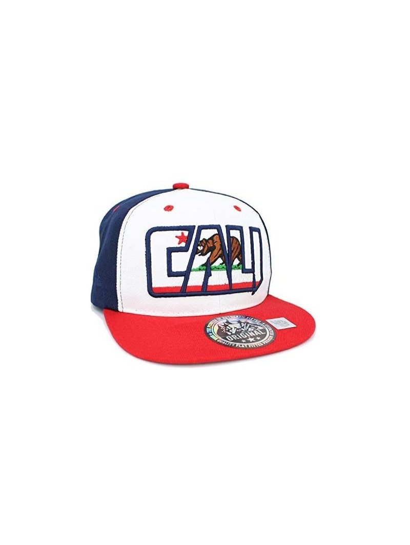 Baseball Caps Embroidered CALI Bear in CALI with California MAP Snapback Cap - Navy/White/Red - CP18NEMW0H0 $14.40