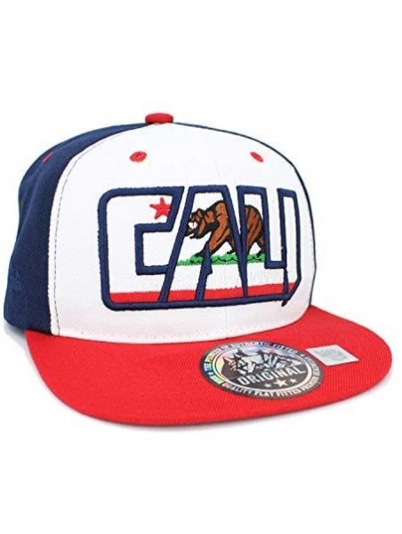 Baseball Caps Embroidered CALI Bear in CALI with California MAP Snapback Cap - Navy/White/Red - CP18NEMW0H0 $14.40