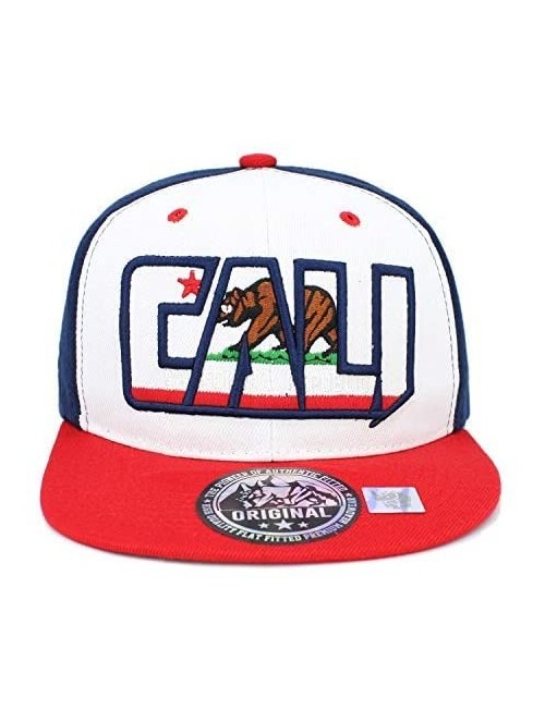 Baseball Caps Embroidered CALI Bear in CALI with California MAP Snapback Cap - Navy/White/Red - CP18NEMW0H0 $14.40