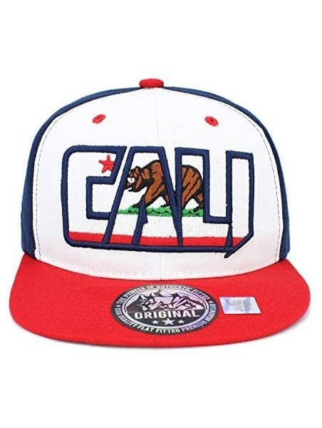 Baseball Caps Embroidered CALI Bear in CALI with California MAP Snapback Cap - Navy/White/Red - CP18NEMW0H0 $14.40