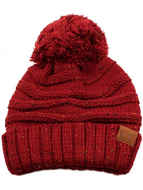 Skullies & Beanies Oversized Super Big Slouchy Pom Pom Warm Chunky Stretchy Knit Beanie Hat - Wine - CU12KAMDDHP $14.21