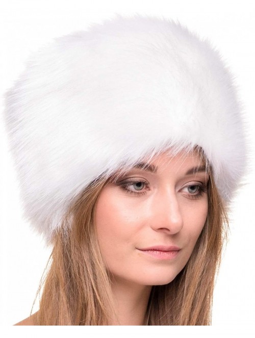 Bomber Hats Russian Faux Fur Hat for Women - Like Real Fur - Comfy Cossack Style - White Rabbit - CQ110UBXC79 $30.44