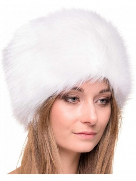 Bomber Hats Russian Faux Fur Hat for Women - Like Real Fur - Comfy Cossack Style - White Rabbit - CQ110UBXC79 $30.44