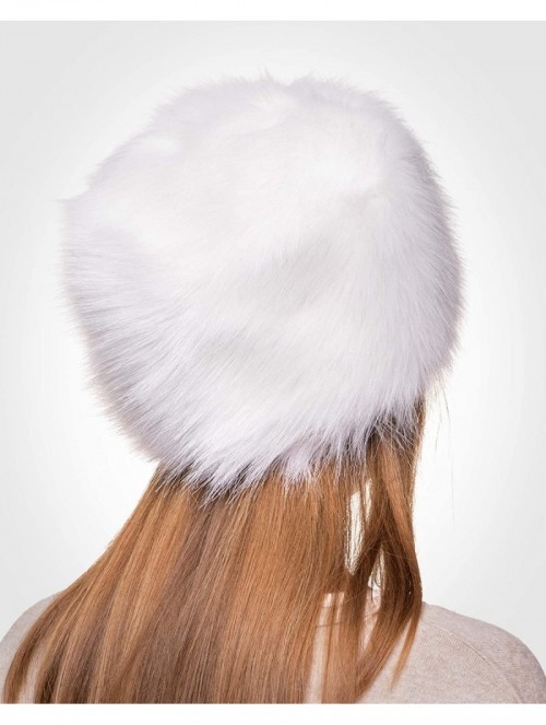 Bomber Hats Russian Faux Fur Hat for Women - Like Real Fur - Comfy Cossack Style - White Rabbit - CQ110UBXC79 $30.44