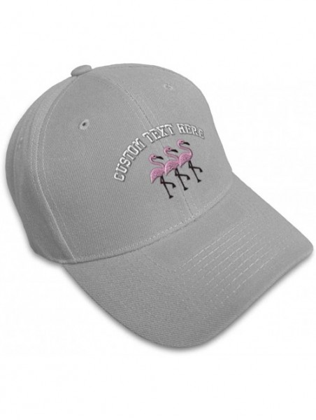 Baseball Caps Custom Baseball Cap Pink Flamingos Embroidery Acrylic Dad Hats for Men & Women - Gray - CE18SDY4TDQ $22.06