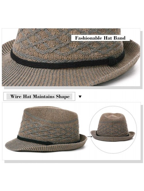 Sun Hats Womens Straw Fedora Brim Panama Beach Havana Summer Sun Hat Party Floppy - 99702_coffee - CL18HM3HI8M $20.52