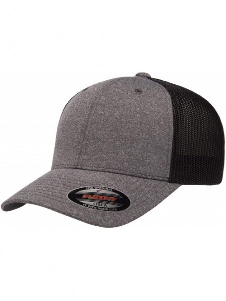 Baseball Caps Men's Melange Stretch Mesh Cap - Dark Heather/Black - CS18TSISS63 $14.40