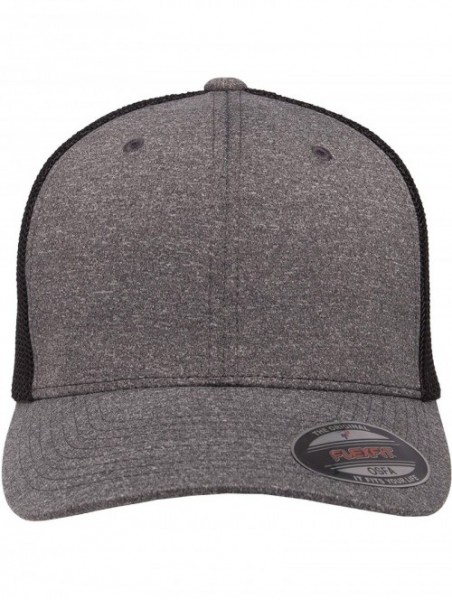 Baseball Caps Men's Melange Stretch Mesh Cap - Dark Heather/Black - CS18TSISS63 $14.40