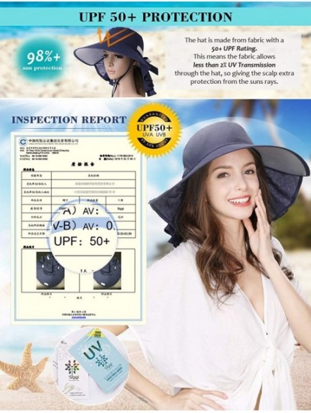 Sun Hats Womens Packable SPU 50 Summer Sun Bucket Ponytail Hat Outdoor Beach Hiking Chin Strap Floppy Safari 55-59CM - CG18SR...