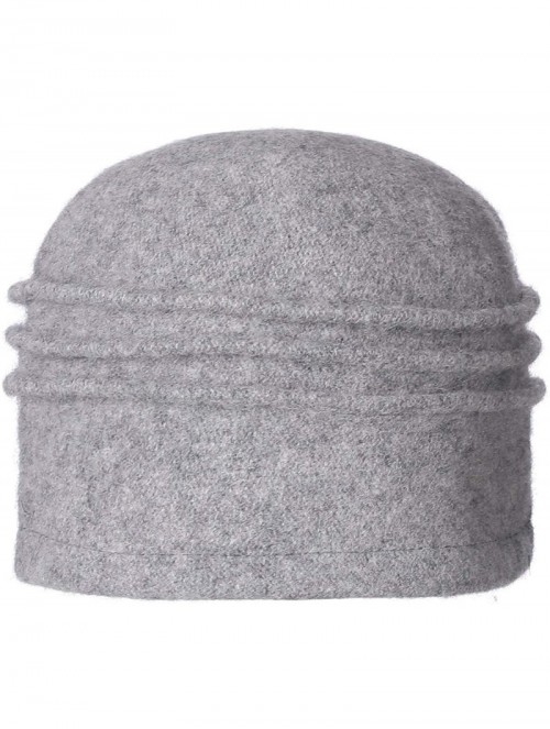 Bucket Hats Women's 100% Wool Flower Warm Cloche Bucket Hat Slouch Wrinkled Beanie Cap Crushable - Light Grey - CH18KWK957S $...