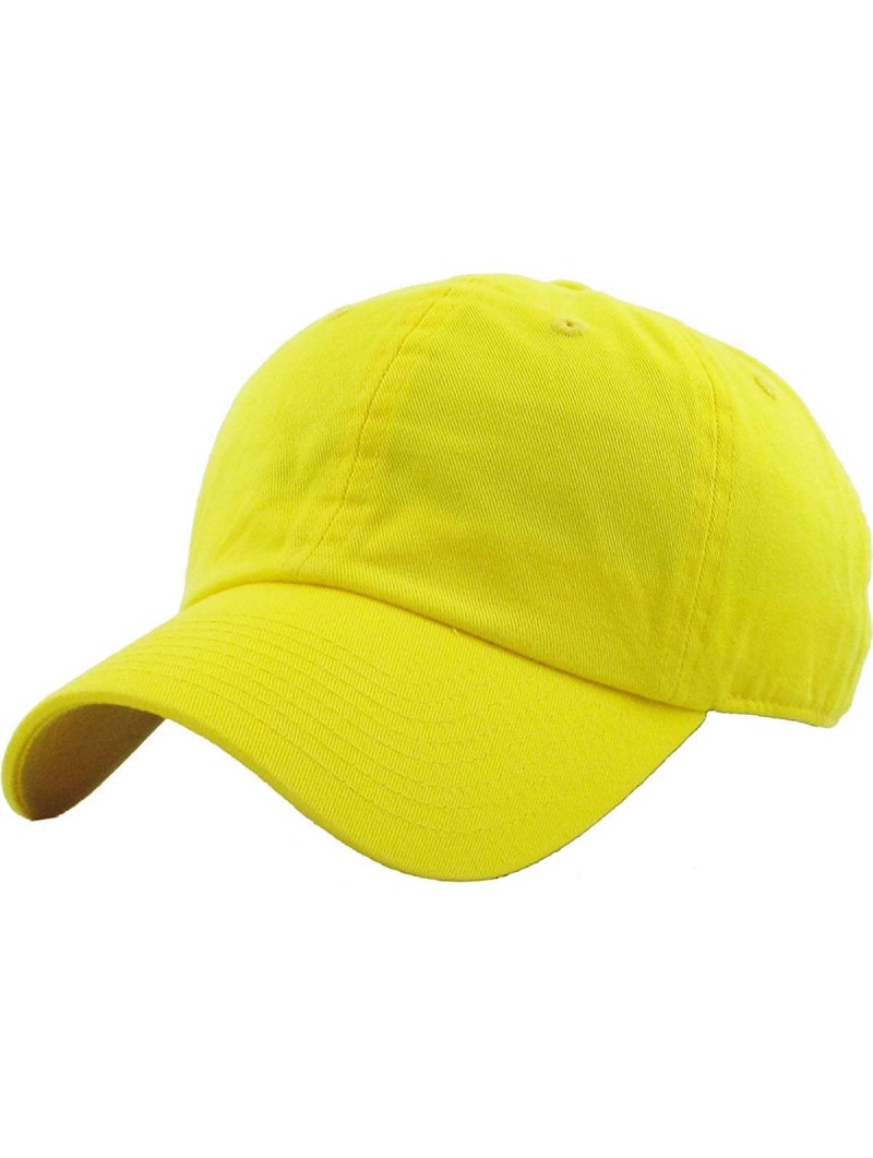 Baseball Caps Dad Hat Adjustable Plain Cotton Cap Polo Style Low Profile Baseball Caps Unstructured - Yellow - C918H9R0DL5 $1...