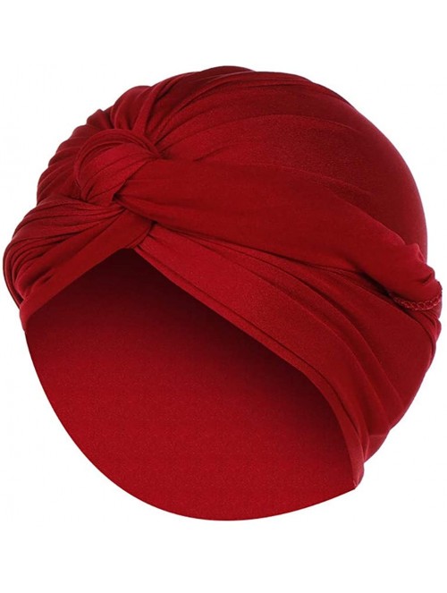 Skullies & Beanies Women's Sleep Soft Turban Autumn Winter Knotted Hat Wrap Cap Solid Color Muslim Knotted Wrap Scarf Cap - W...