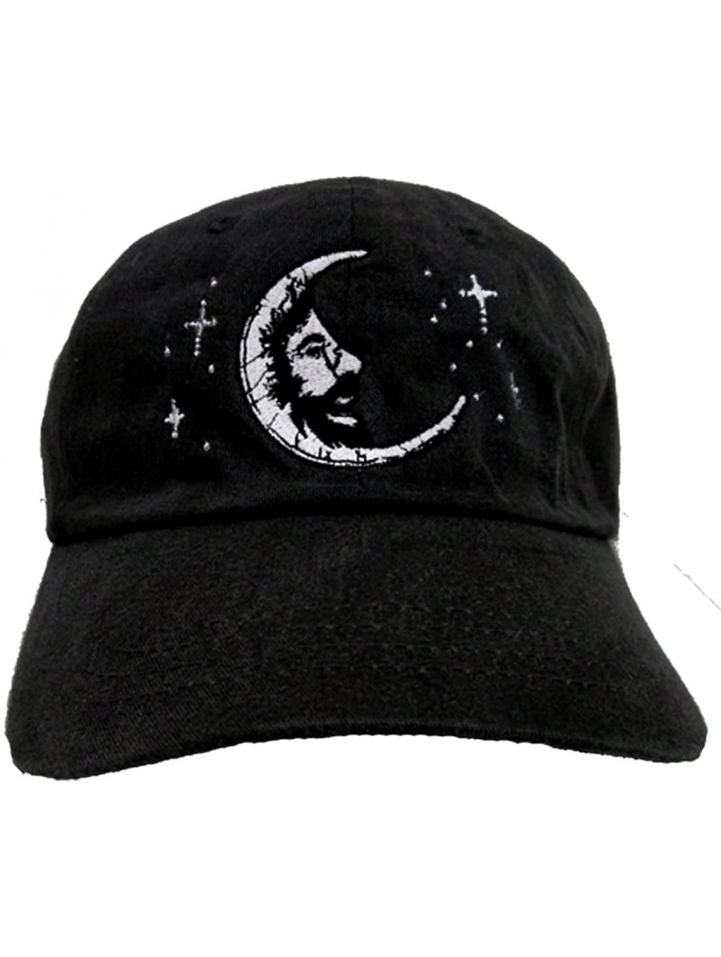 Baseball Caps Jerry Garcia Moon Embroidered Baseball Cap in Jet Black - CW12FTCFLWR $32.21