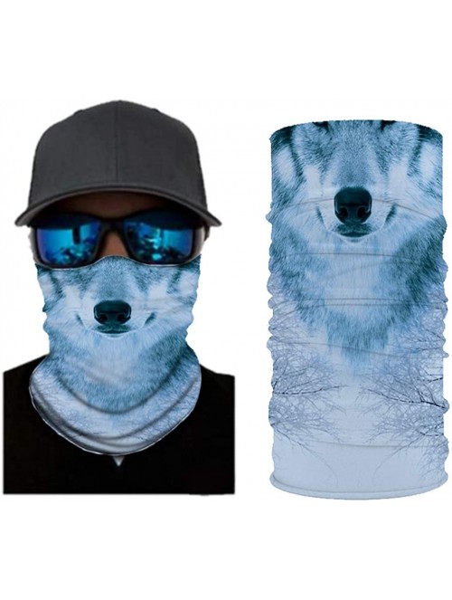 Balaclavas Cool Wolf Lion Print Bandana Balaclava Face Mask Neck Gaiter Scarf Headband for Men Women - Snow Wolf - C7197XMD2E...