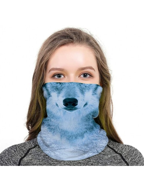 Balaclavas Cool Wolf Lion Print Bandana Balaclava Face Mask Neck Gaiter Scarf Headband for Men Women - Snow Wolf - C7197XMD2E...