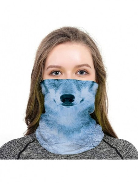 Balaclavas Cool Wolf Lion Print Bandana Balaclava Face Mask Neck Gaiter Scarf Headband for Men Women - Snow Wolf - C7197XMD2E...