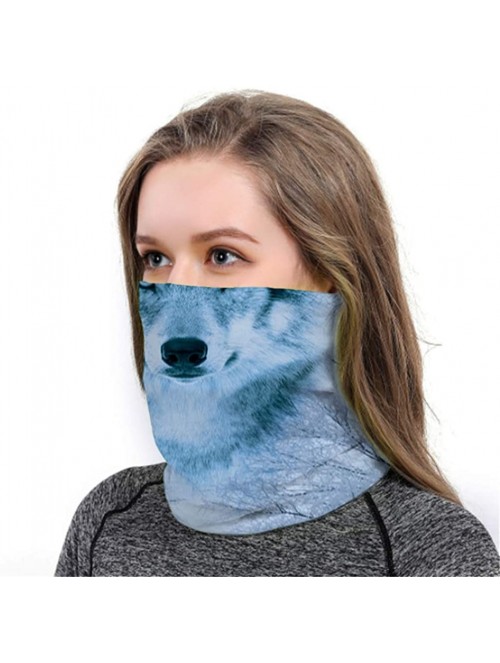 Balaclavas Cool Wolf Lion Print Bandana Balaclava Face Mask Neck Gaiter Scarf Headband for Men Women - Snow Wolf - C7197XMD2E...