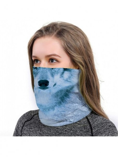 Balaclavas Cool Wolf Lion Print Bandana Balaclava Face Mask Neck Gaiter Scarf Headband for Men Women - Snow Wolf - C7197XMD2E...