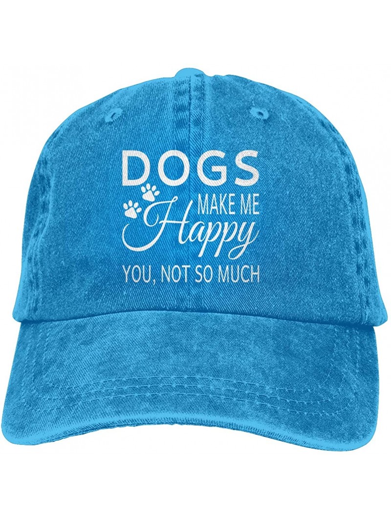 Baseball Caps Women Denim Hats Dogs Make Me Happy You Not So Much Baseball Caps Adjustable - Blue - CN196YY09Z0 $22.43