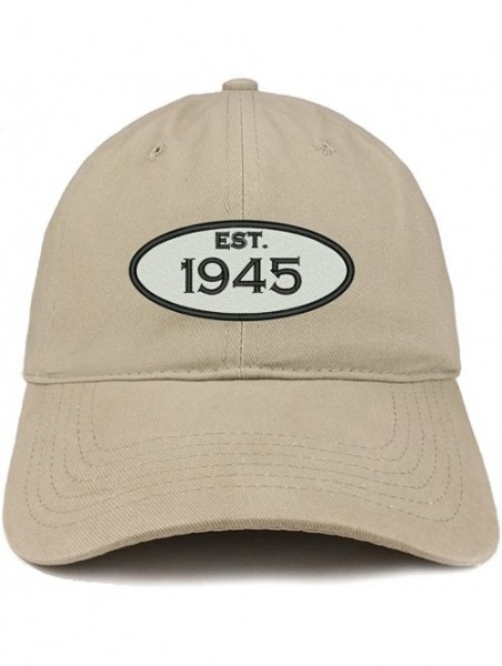 Baseball Caps Established 1945 Embroidered 75th Birthday Gift Soft Crown Cotton Cap - Khaki - C0180L8857U $21.34