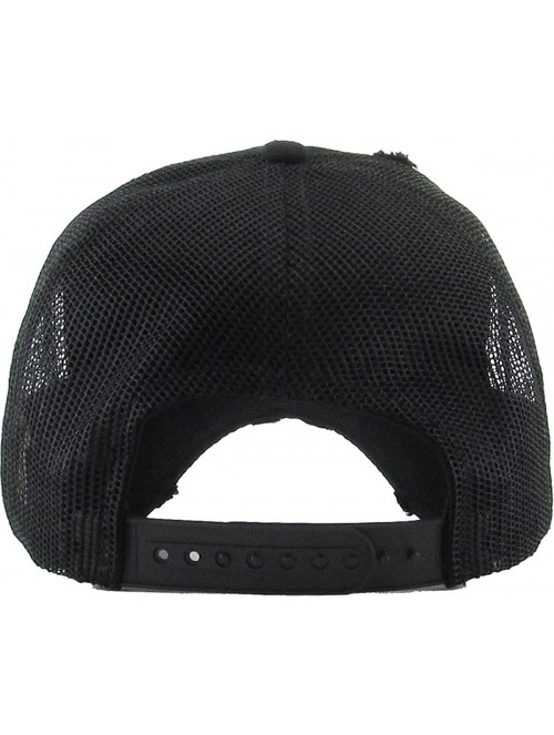 Baseball Caps Women's Adjustable Athletic Trucker Hat Mesh Baseball Cap Dad Hat - Solid Distressed - Black - CO18D75Z9IW $14.55