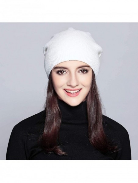 Skullies & Beanies Classic Winter Beanie for Women Solid Unique Knitted Hats Watch Cap Toboggan - White - C718X3333N3 $11.39