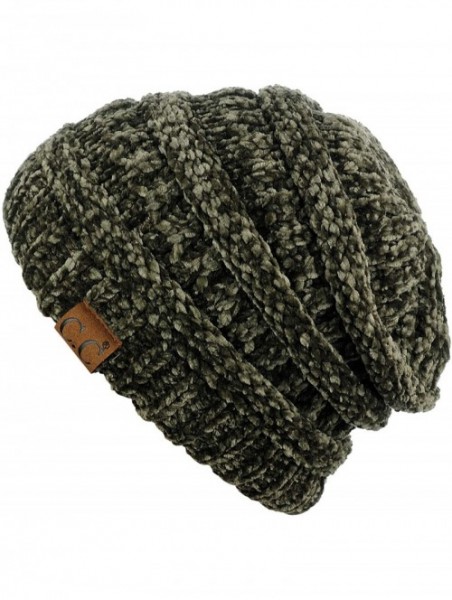 Skullies & Beanies Women's Chenille Soft Warm Thick Knit Beanie Cap Hat - New Olive - C518IQY3RDE $18.17