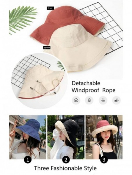 Sun Hats Women Large Brim Sun Hats Packable Foldable UV Protection Bucket Hats - Navy - C218Q6XWSYD $29.99