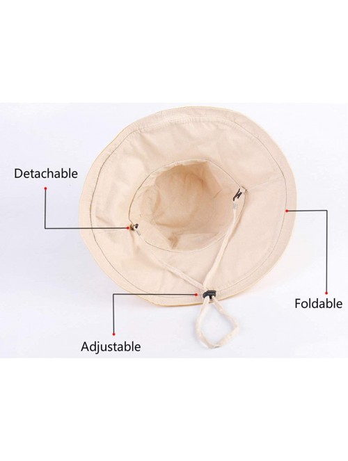 Sun Hats Women Large Brim Sun Hats Packable Foldable UV Protection Bucket Hats - Navy - C218Q6XWSYD $29.99