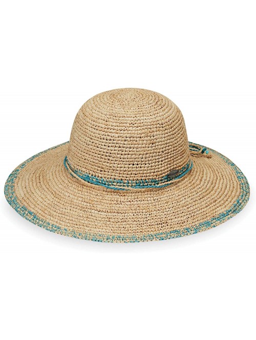 Sun Hats Women's Camille Sun Hat - Adjustable- Broad Brim- Elegant Style- Designed in Australia - Turquoise - CW18M47TO2A $60.66