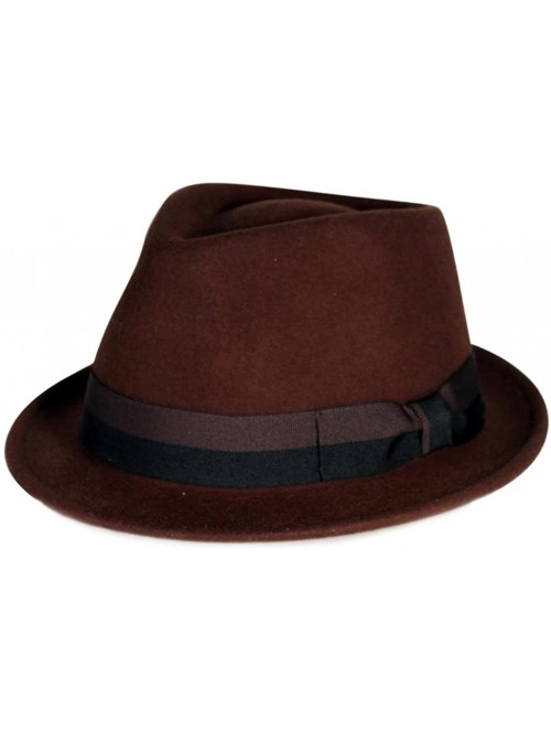 Fedoras Pmw88 Pamoa Wool Felt Fedora with 2 Tone Bow Trim - Brown - CU11G0J6Z3N $23.90