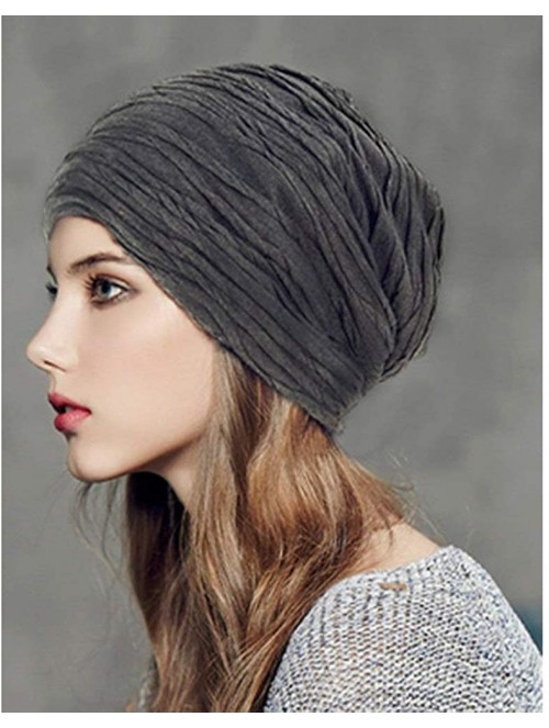 Skullies & Beanies Men Women Adults Unisex All Season Slouchy Skull Cap Wrinkled Hat Lightweight Beanie - A Black - CE120YJPW...